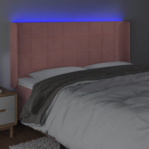 Κεφαλάρι Κρεβατιού LED Ροζ 163x16x118/128 εκ. Βελούδινο