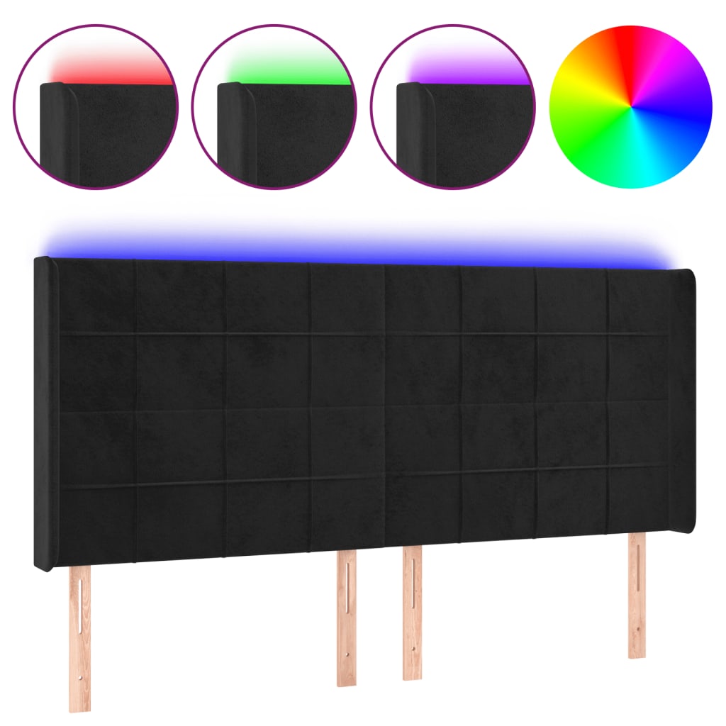 Κεφαλάρι Κρεβατιού LED Μαύρο 183x16x118/128 εκ. Βελούδινο - Pakobazaar