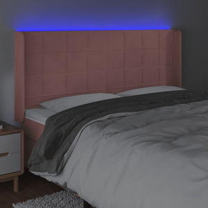Κεφαλάρι Κρεβατιού LED Ροζ 183x16x118/128 εκ. Βελούδινο