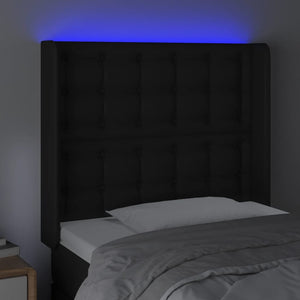 Κεφαλάρι Κρεβατιού LED Μαύρο 83x16x118/128εκ. Συνθετ. Δέρμα