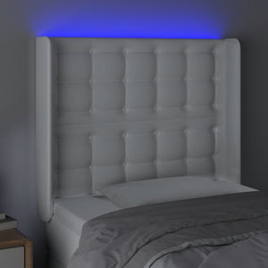 Κεφαλάρι Κρεβατιού LED Λευκό 83x16x118/128 εκ.Συνθετ. Δέρμα