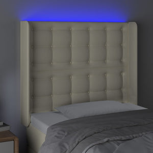Κεφαλάρι Κρεβατιού LED Κρεμ 83x16x118/128εκ. Συνθετ. Δέρμα