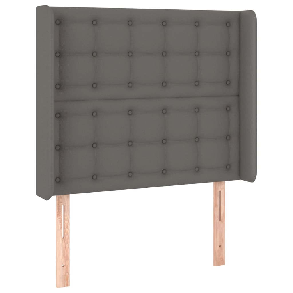 Κεφαλάρι Κρεβατιού LED Γκρι 83x16x118/128 εκ. Συνθετ. Δέρμα
