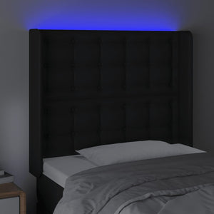 Κεφαλάρι Κρεβατιού LED Μαύρο 93x16x118/128εκ. Συνθετ. Δέρμα
