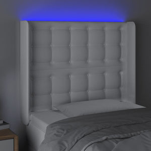 Κεφαλάρι Κρεβατιού LED Λευκό 93x16x118/128 εκ. Συνθετ. Δέρμα