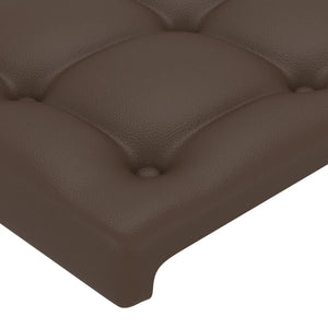 Κεφαλάρι Κρεβατιού LED Καφέ 93x16x118/128 εκ. Συνθετ. Δέρμα