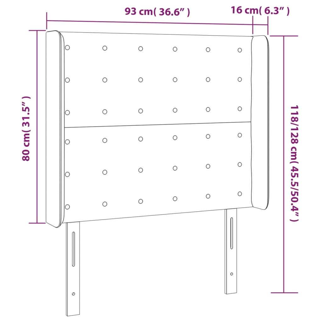 Κεφαλάρι Κρεβατιού LED Καφέ 93x16x118/128 εκ. Συνθετ. Δέρμα