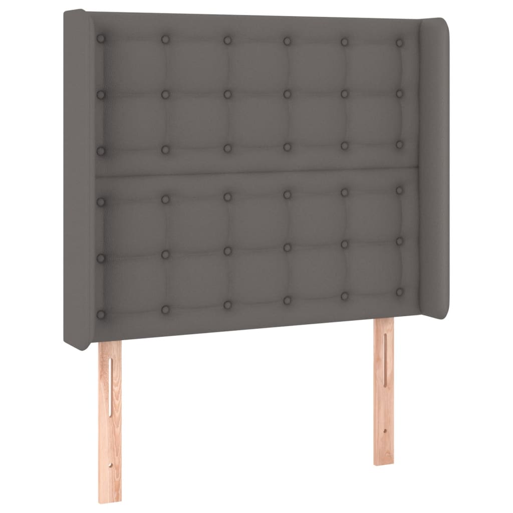 Κεφαλάρι Κρεβατιού LED Γκρι 93x16x118/128 εκ. Συνθετ. Δέρμα