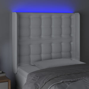 Κεφαλάρι Κρεβατιού LED Λευκό 103x16x118/128 εκ. Συνθετ. Δέρμα