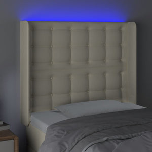 Κεφαλάρι Κρεβατιού LED Κρεμ 103x16x118/128 εκ. Συνθετ. Δέρμα