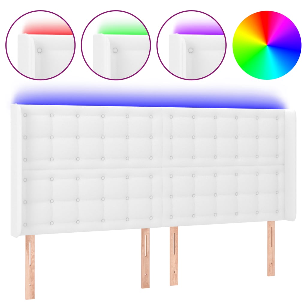 Κεφαλάρι Κρεβατιού LED Λευκό 147x16x118/128 εκ. Συνθετ. Δέρμα - Pakobazaar