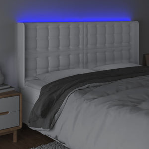 Κεφαλάρι Κρεβατιού LED Λευκό 147x16x118/128 εκ. Συνθετ. Δέρμα - Pakobazaar