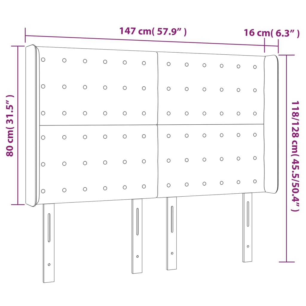 Κεφαλάρι Κρεβατιού LED Καφέ 147x16x118/128 εκ. Συνθετ. Δέρμα