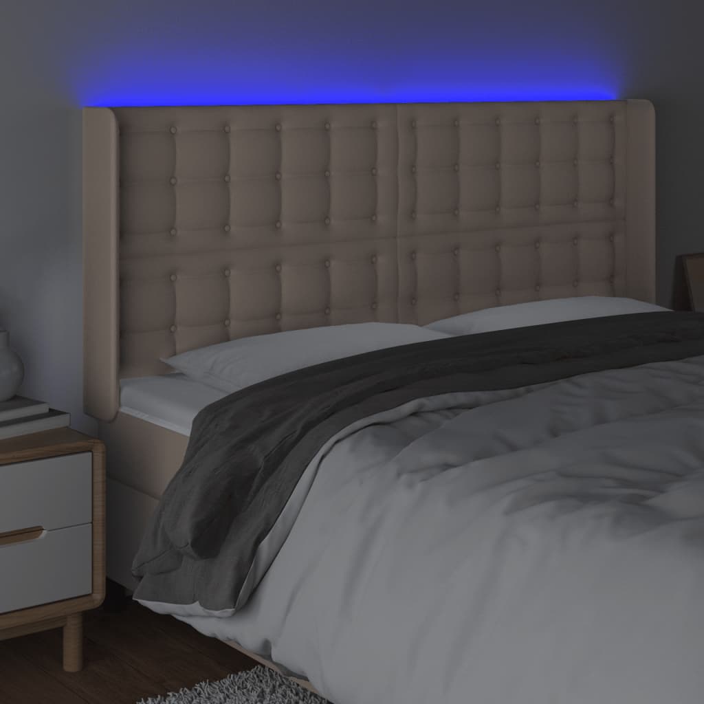 Κεφαλάρι Κρεβατιού LED Καπουτσίνο 147x16x118/128 εκ