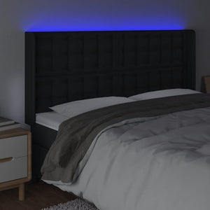 Κεφαλάρι Κρεβατιού LED Μαύρο 163x16x118/128 εκ. Συνθετ. Δέρμα