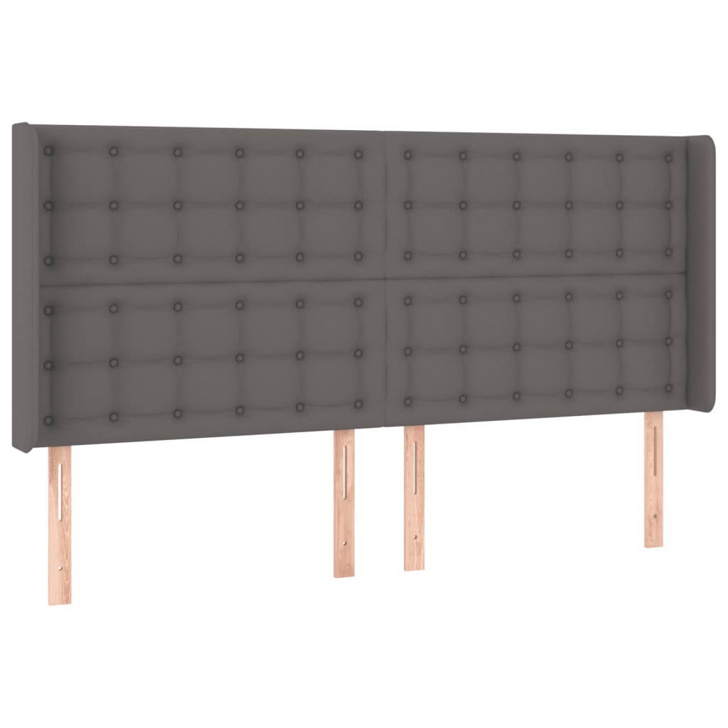 Κεφαλάρι Κρεβατιού LED Γκρι 163x16x118/128 εκ. Συνθετ. Δέρμα