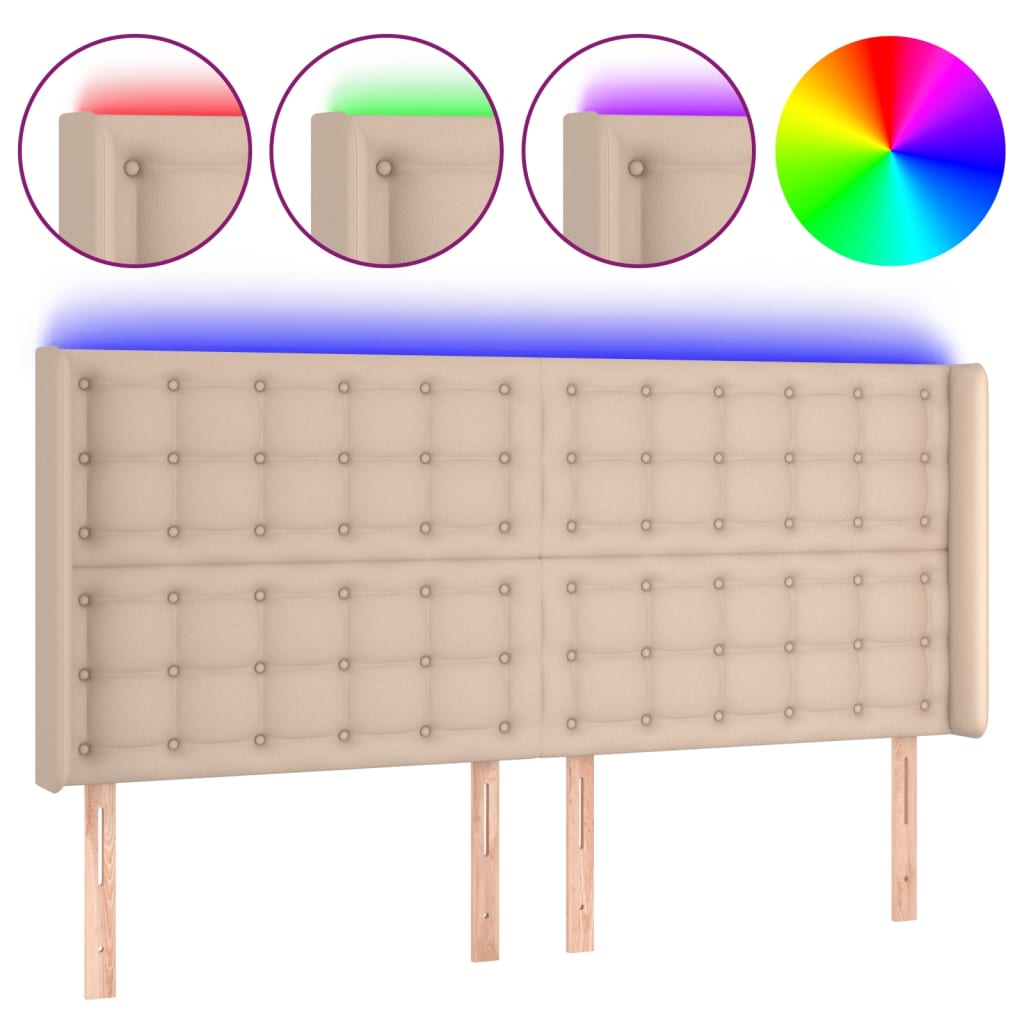 Κεφαλάρι Κρεβατιού LED Καπουτσίνο 183x16x118/128 εκ
