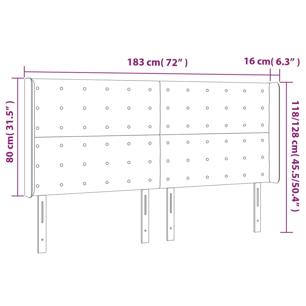 Κεφαλάρι Κρεβατιού LED Καπουτσίνο 183x16x118/128 εκ