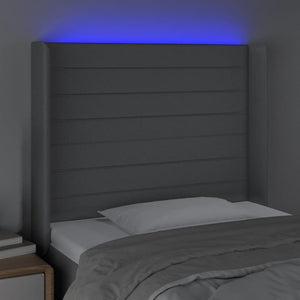 Κεφαλάρι Κρεβατιού LED Ανοιχτό Γκρι 83x16x118/128εκ. Υφασμάτινο