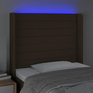 Κεφαλάρι Κρεβατιού LED Σκούρο Καφέ 83x16x118/128 εκ. Υφασμάτινο - Pakobazaar