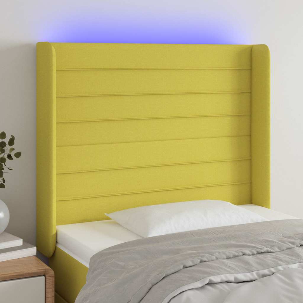 Κεφαλάρι Κρεβατιού LED Πράσινο 83x16x118/128εκ. Υφασμάτινο - Pakobazaar