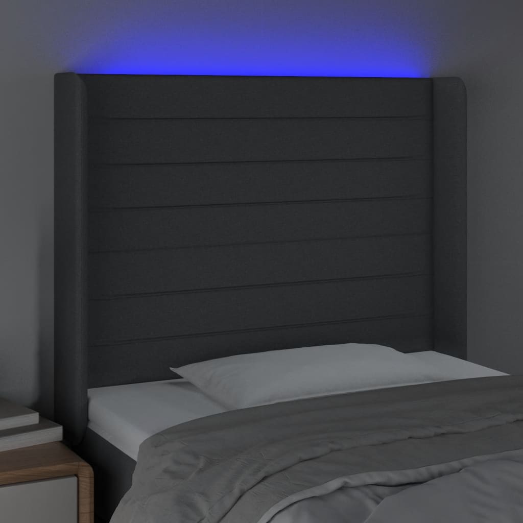 Κεφαλάρι Κρεβατιού LED Σκούρο Γκρι 93x16x118/128εκ. Υφασμάτινο - Pakobazaar