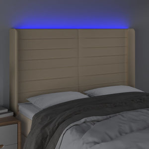 Κεφαλάρι Κρεβατιού LED Κρεμ 147x16x118/128 εκ. Υφασμάτινο