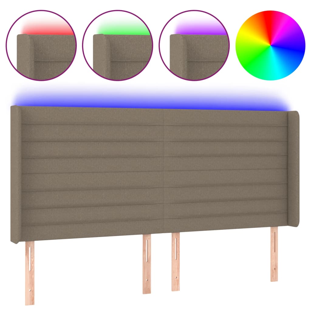 Κεφαλάρι Κρεβατιού LED Taupe 163x16x118/128 εκ. Υφασμάτινο