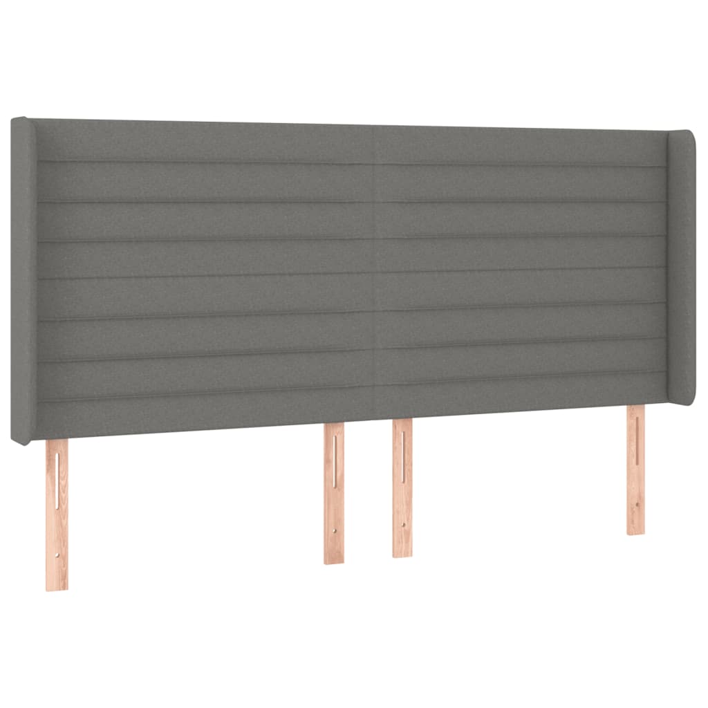 Κεφαλάρι Κρεβατιού LED Σκούρο Γκρι 183x16x118/128εκ. Υφασμάτινο