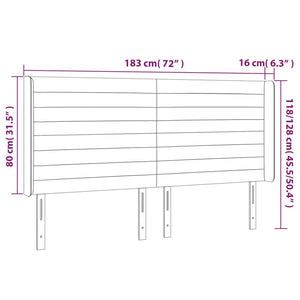 Κεφαλάρι Κρεβατιού LED Σκούρο Καφέ 183x16x118/128εκ. Υφασμάτινο