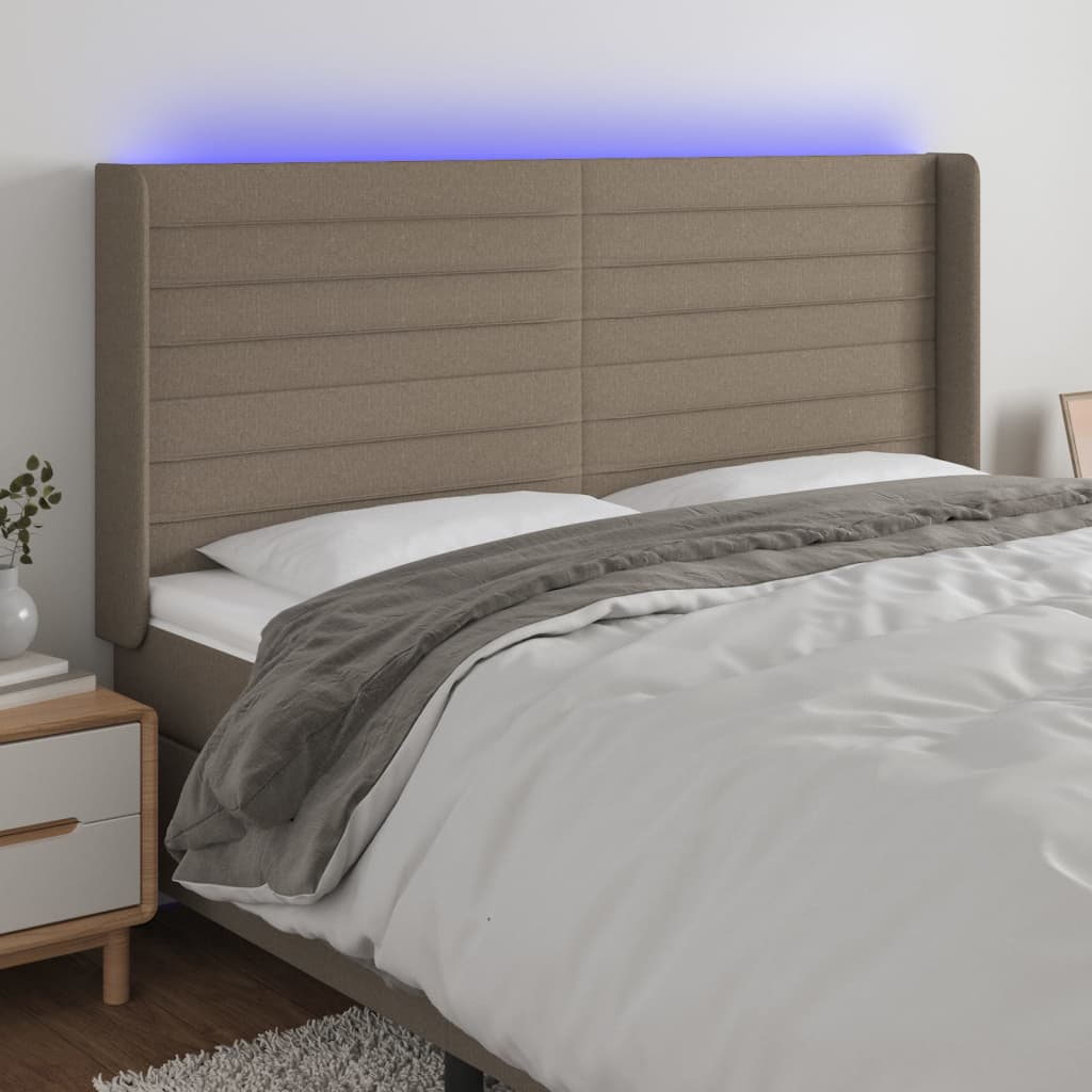 Κεφαλάρι Κρεβατιού LED Taupe 183x16x118/128 εκ. Υφασμάτινο