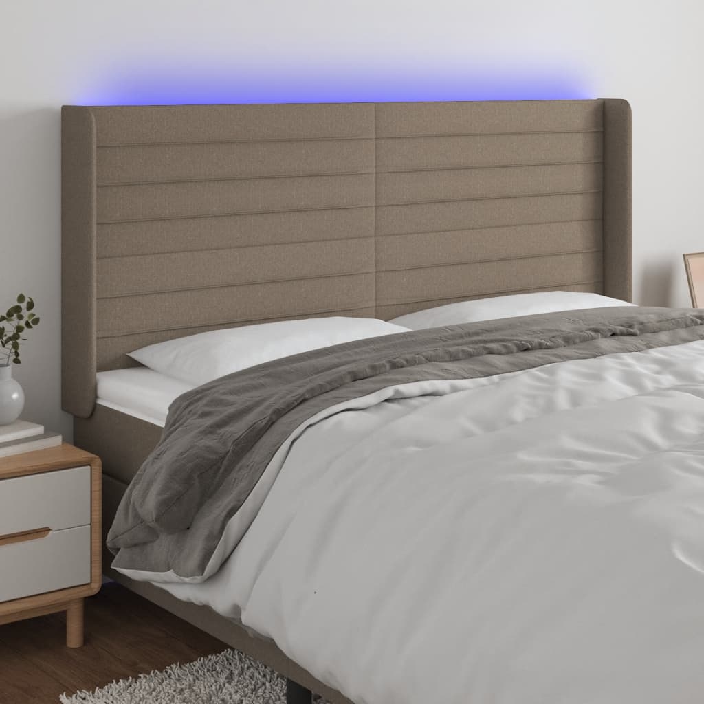 Κεφαλάρι Κρεβατιού LED Taupe 203x16x118/128 εκ. Υφασμάτινο - Pakobazaar
