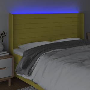Κεφαλάρι Κρεβατιού LED Πράσινο 203x16x118/128 εκ. Υφασμάτινο