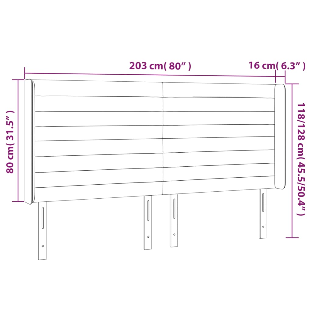 Κεφαλάρι Κρεβατιού LED Πράσινο 203x16x118/128 εκ. Υφασμάτινο
