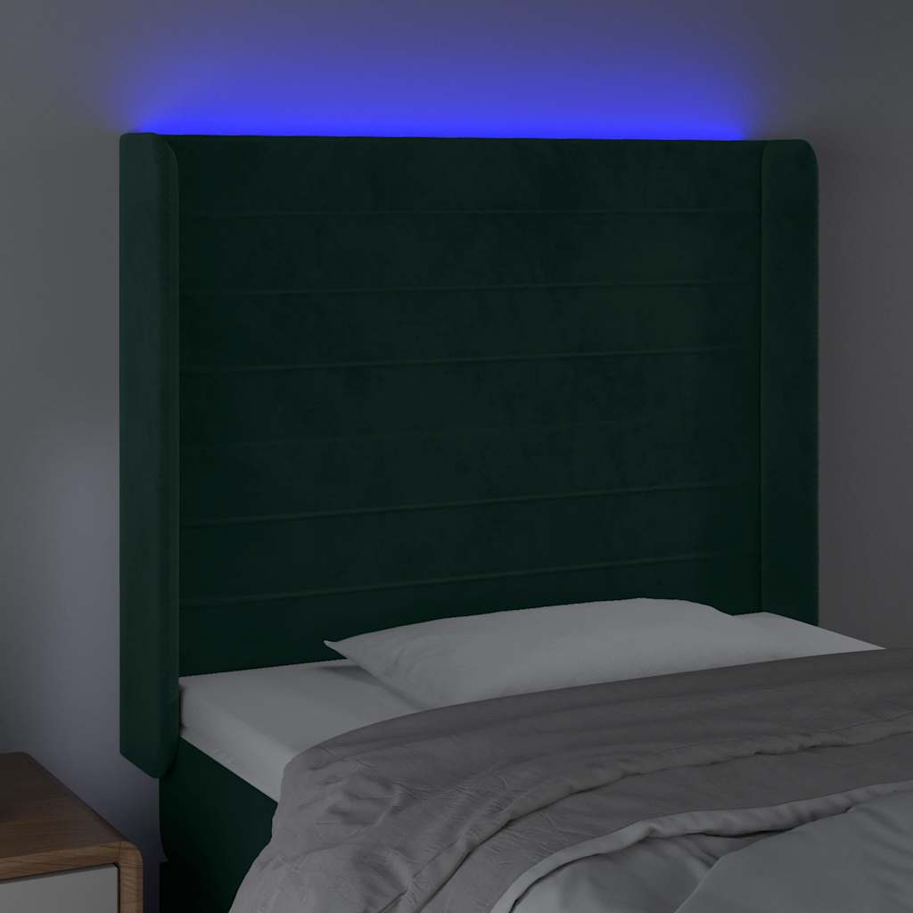 Κεφαλάρι Κρεβατιού LED Σκούρο Πράσινο 83x16x118/128 εκ - Pakobazaar