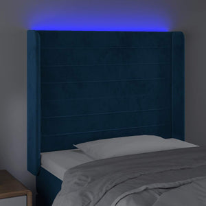 Κεφαλάρι Κρεβατιού LED Σκούρο Μπλε 83x16x118/128εκ. Βελούδινο - Pakobazaar