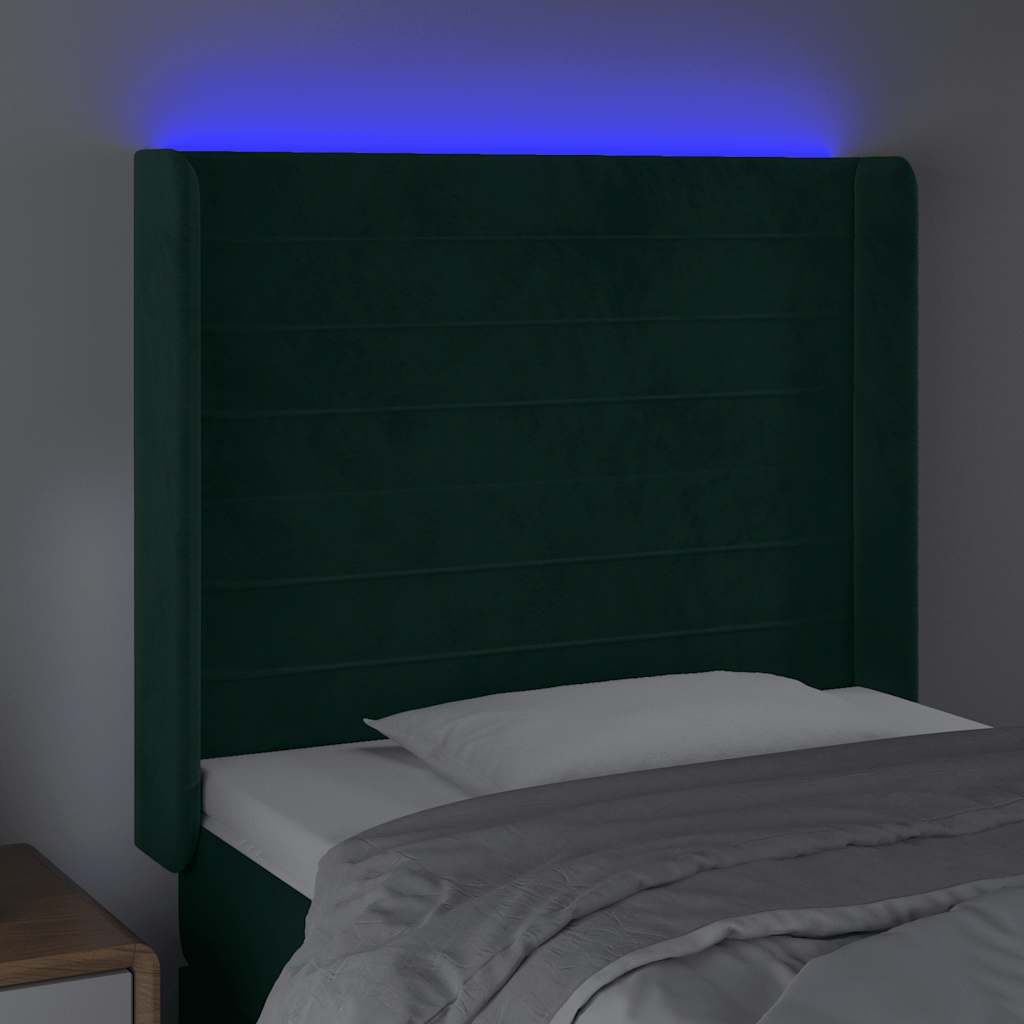 Κεφαλάρι Κρεβατιού LED Σκούρο Πράσινο 93x16x118/128 εκ - Pakobazaar