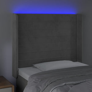 Κεφαλάρι Κρεβατιού LED Ανοιχτό Γκρι 103x16x118/128εκ. Βελούδινο
