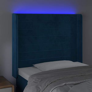 Κεφαλάρι Κρεβατιού LED Σκούρο Μπλε 103x16x118/128 εκ. Βελούδινο - Pakobazaar
