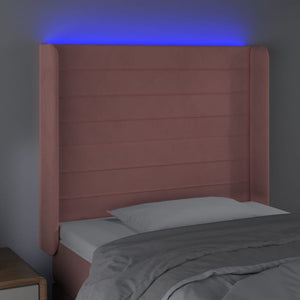 Κεφαλάρι Κρεβατιού LED Ροζ 103x16x118/128 εκ.Βελούδινο
