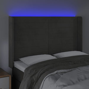 Κεφαλάρι Κρεβατιού LED Σκούρο Γκρι 147x16x118/128εκ. Βελούδινο