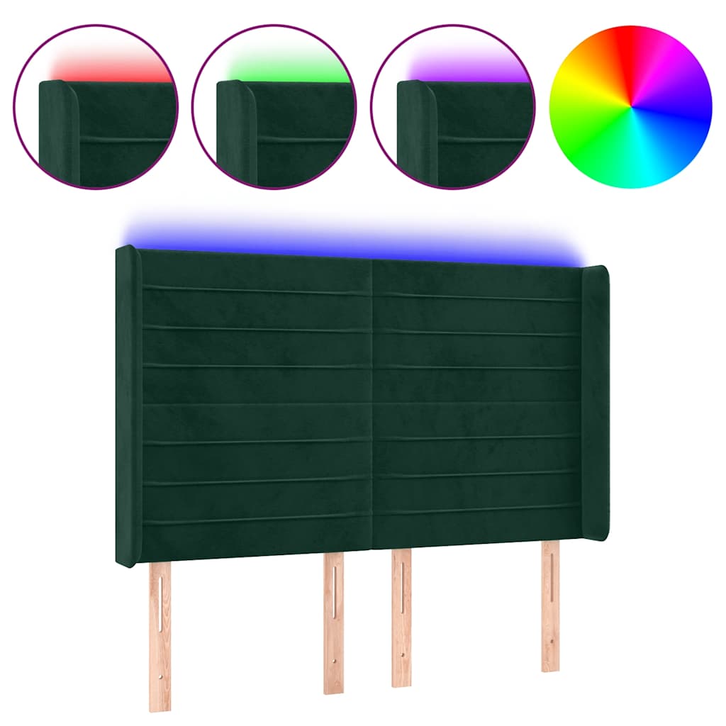 Κεφαλάρι Κρεβατιού LED Σκούρο Πράσινο 147x16x118/128 εκ - Pakobazaar