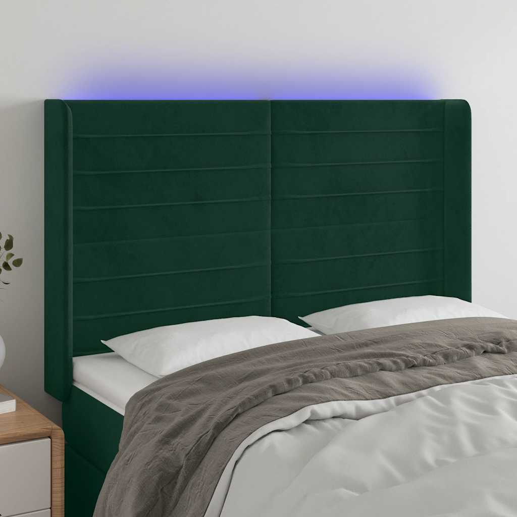 Κεφαλάρι Κρεβατιού LED Σκούρο Πράσινο 147x16x118/128 εκ - Pakobazaar