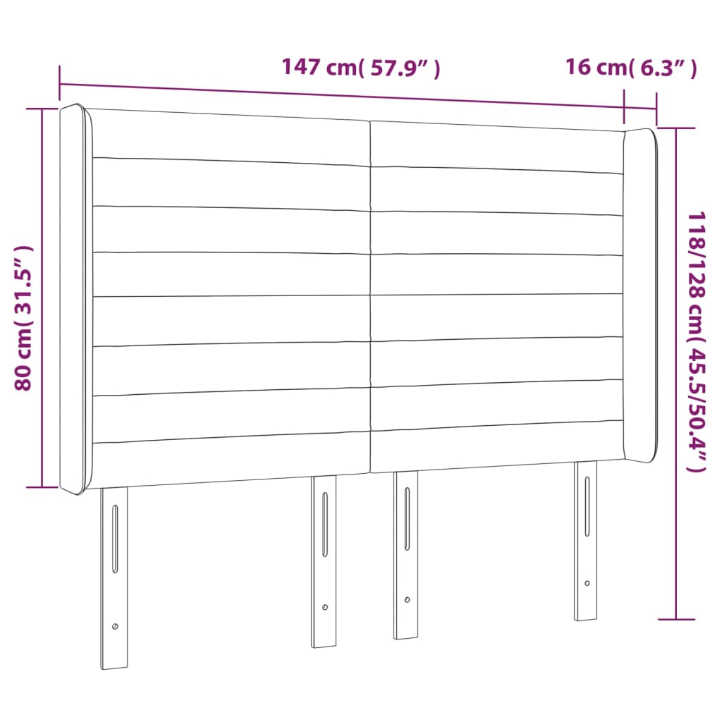 Κεφαλάρι Κρεβατιού LED Σκούρο Μπλε 147x16x118/128 εκ. Βελούδινο