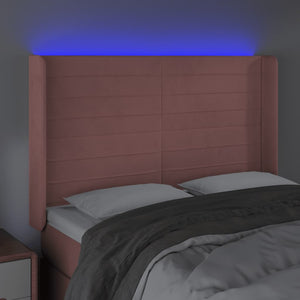 Κεφαλάρι Κρεβατιού LED Ροζ 147x16x118/128 εκ. Βελούδινο