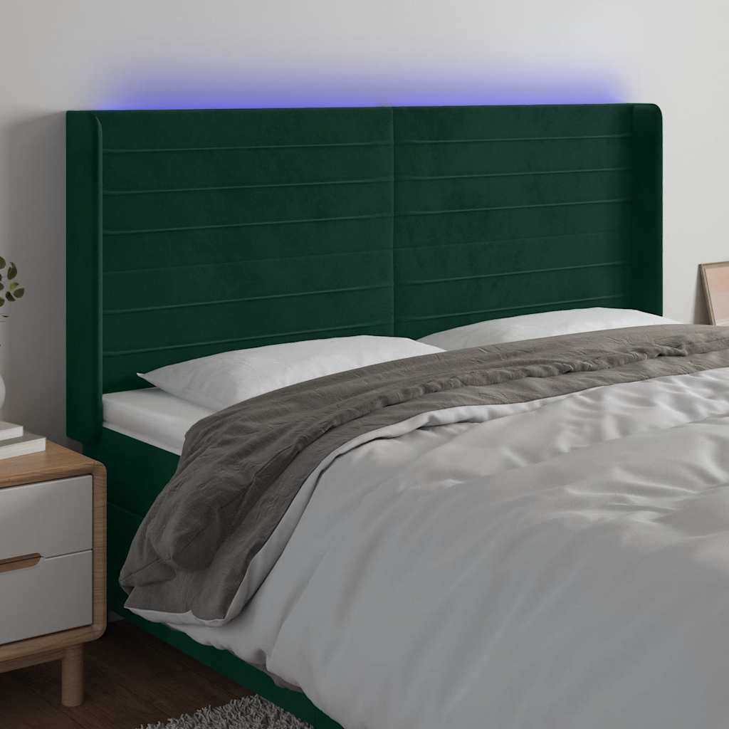 Κεφαλάρι Κρεβατιού LED Σκούρο Πράσινο 163x16x118/128 εκ - Pakobazaar
