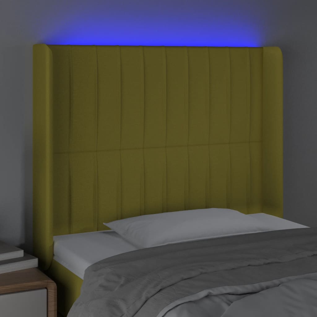 Κεφαλάρι Κρεβατιού LED Πράσινο 83x16x118/128εκ. Υφασμάτινο