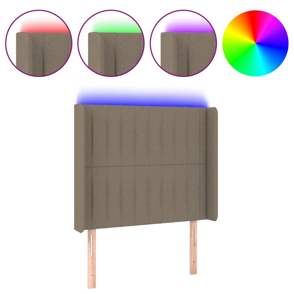 Κεφαλάρι Κρεβατιού LED Taupe 103x16x118/128 εκ. Υφασμάτινο - Pakobazaar