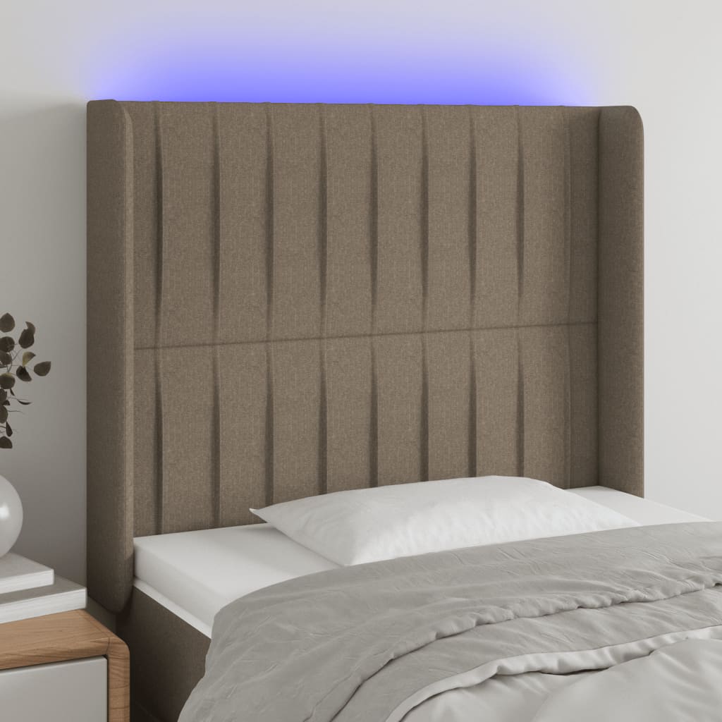 Κεφαλάρι Κρεβατιού LED Taupe 103x16x118/128 εκ. Υφασμάτινο - Pakobazaar