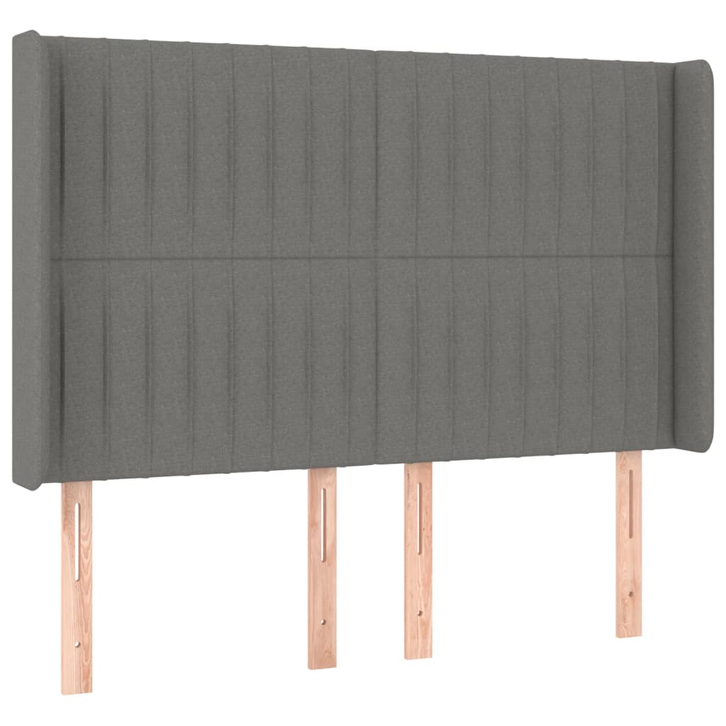Κεφαλάρι Κρεβατιού LED Σκούρο Γκρι 147x16x118/128εκ. Υφασμάτινο